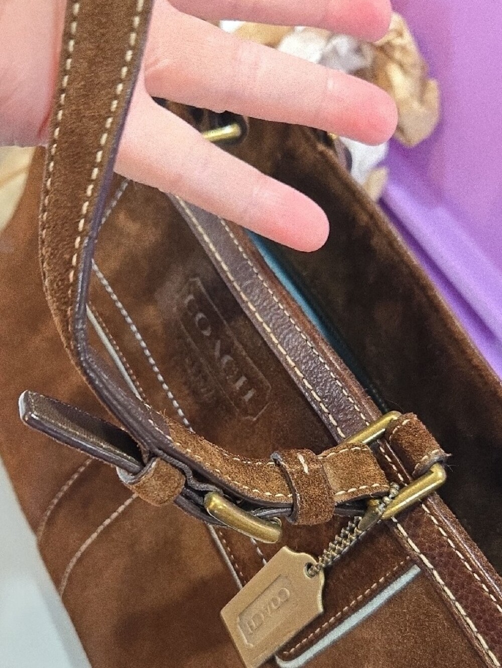 Coach Hampton Gallery Brown Suede Tote (Style 8B03) - Picture 10 of 16